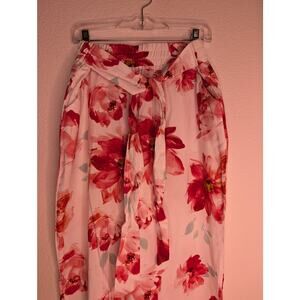 Guess NWT Didi Printed Slit Palazzo Pants Coastal Treasure L Floral Coquette